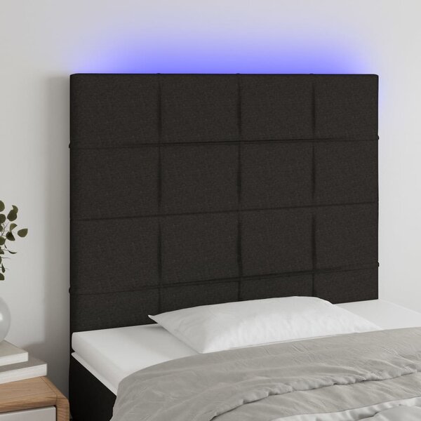 Čelo postele s LED černé 80x5x118/128 cm textil 3122400