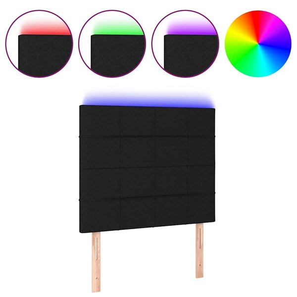 Čelo postele s LED černé 80x5x118/128 cm textil 3122400