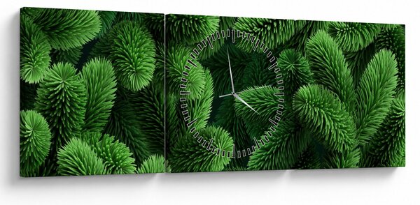 Obraz - Větvičky jehličnanu (s hodinami) (90x30 cm)