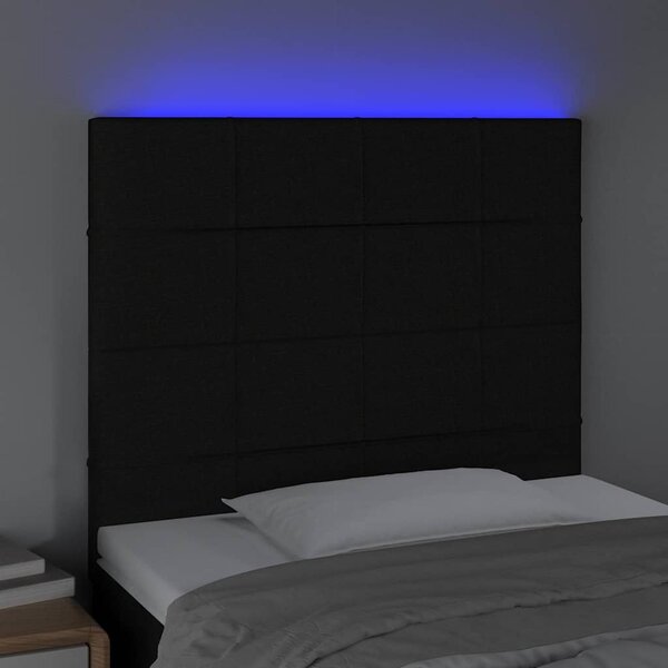 Čelo postele s LED černé 80x5x118/128 cm textil 3122400