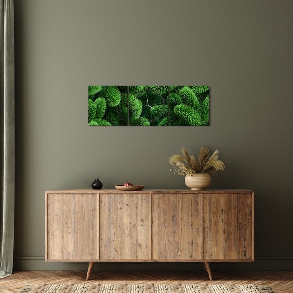 Obraz - Větvičky jehličnanu (s hodinami) (90x30 cm)