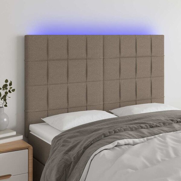 Čelo postele s LED taupe 144x5x118/128 cm textil 3122426