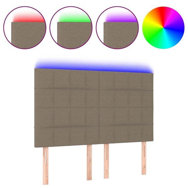 Čelo postele s LED taupe 144x5x118/128 cm textil 3122426