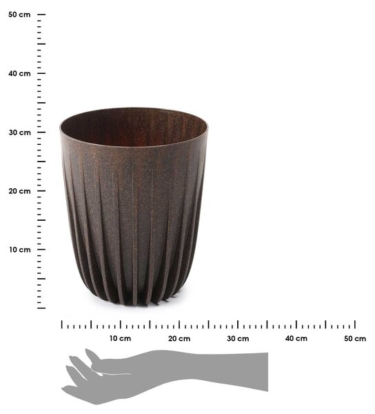 PLASTOVÝ KVĚTINÁČ STRIPPED ECO 30X25 CM TMAVĚHNĚDÁ