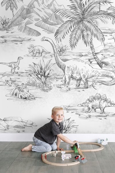 Dětská vliesová fototapeta s dinosaury, 159237, To the Moon and Back, Esta Home
