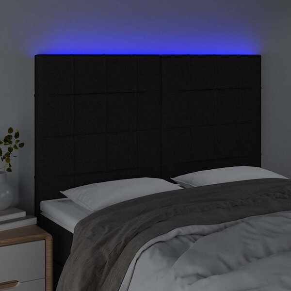 Čelo postele s LED černé 144x5x118/128 cm textil 3122424