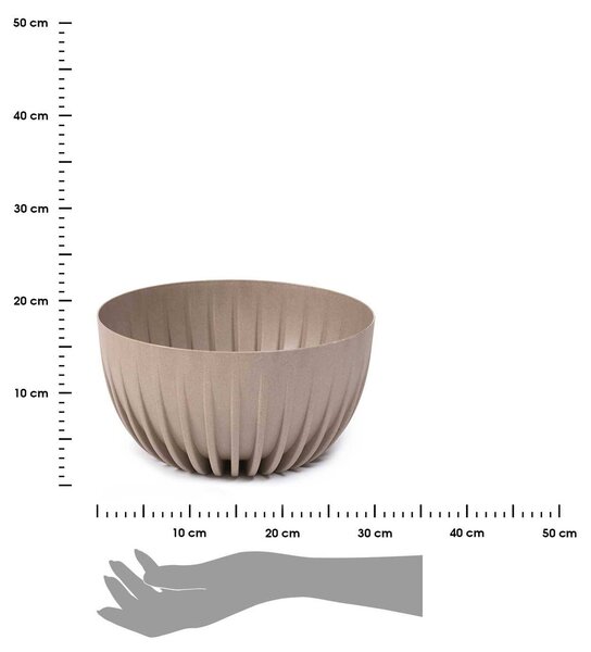 PLASTOVÝ KVĚTINÁČ STRIPPED ECO 16X30 CM BÉŽOVÁ