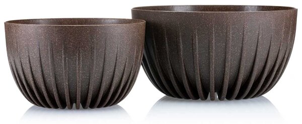PLASTOVÝ KVĚTINÁČ STRIPPED ECO 14X24 CM TMAVĚHNĚDÁ