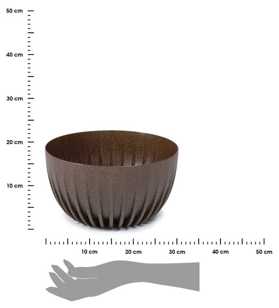 PLASTOVÝ KVĚTINÁČ STRIPPED ECO 16X30 CM TMAVĚHNĚDÁ