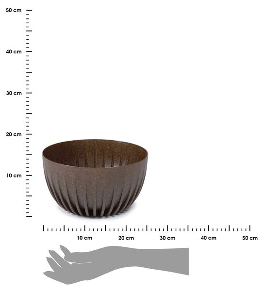 PLASTOVÝ KVĚTINÁČ STRIPPED ECO 14X24 CM TMAVĚHNĚDÁ