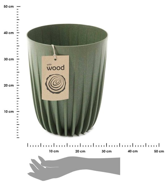 PLASTOVÝ KVĚTINÁČ STRIPPED ECO 36X30 CM ZELENÁ