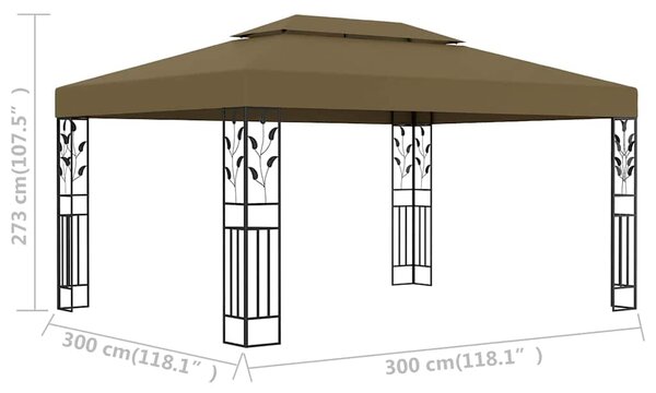 Altán s dvojitou střechou 3 x 4 m taupe 180 g/m² 312244