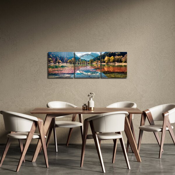 Obraz - Jezero Jasna, Gozd Martuljek, Julské Alpy, Slovinsko (s hodinami) (90x30 cm)