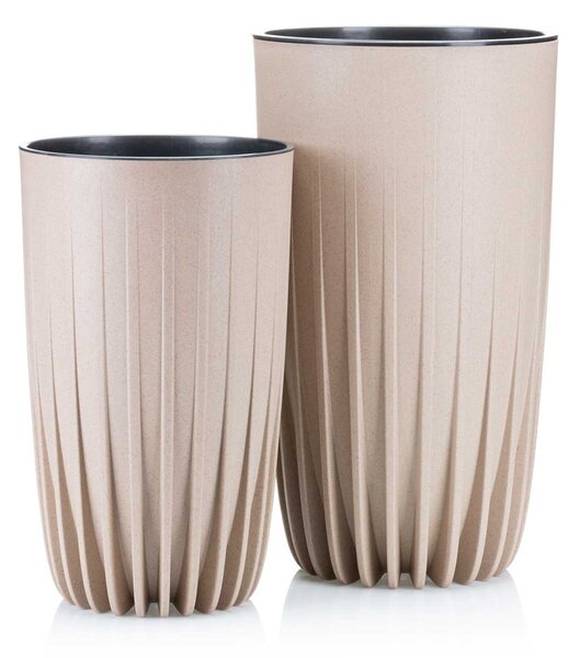 PLASTOVÝ KVĚTINÁČ STRIPPED ECO 42X25 CM BÉŽOVÁ