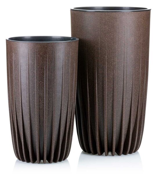 PLASTOVÝ KVĚTINÁČ STRIPPED ECO 42X25 CM TMAVĚHNĚDÁ