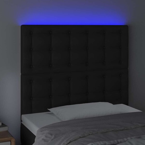 Čelo postele s LED černé 90x5x118/128 cm umělá kůže 3122502
