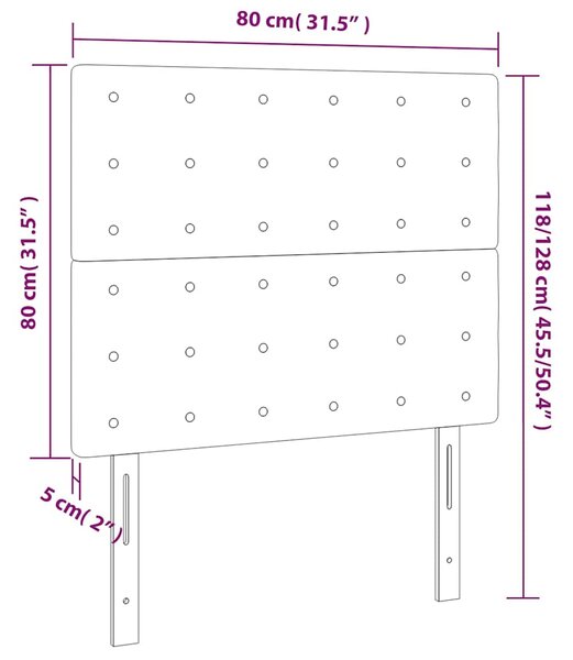 Čelo postele s LED šedé 80x5x118/128 cm umělá kůže 3122500