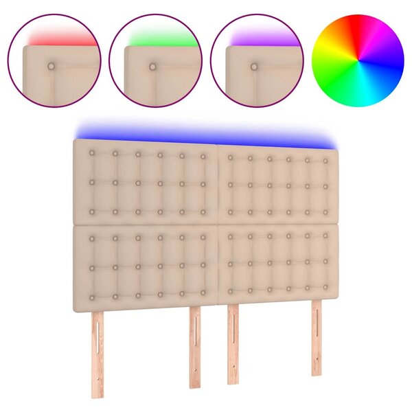Čelo postele s LED cappuccino 144x5x118/128 cm umělá kůže 3122519