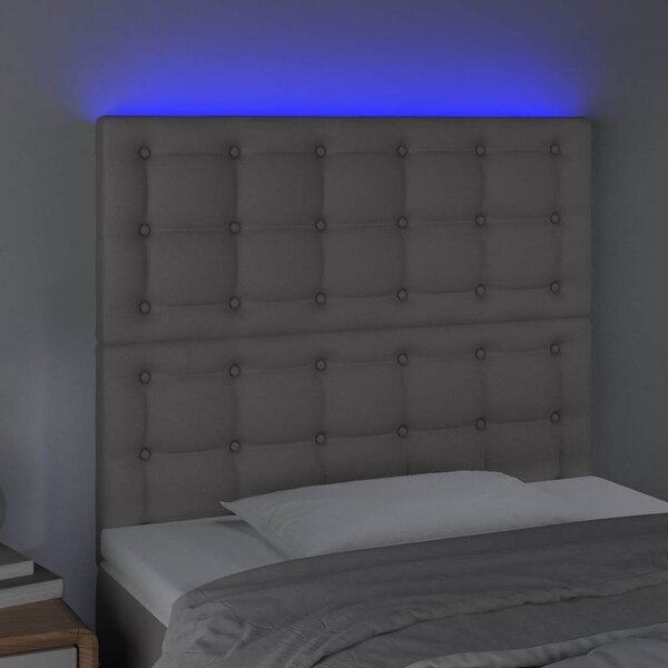 Čelo postele s LED šedé 80x5x118/128 cm umělá kůže 3122500