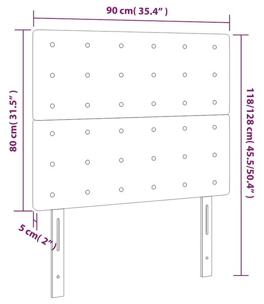 Čelo postele s LED černé 90x5x118/128 cm umělá kůže 3122502