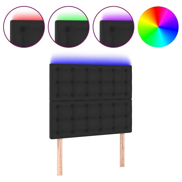 Čelo postele s LED černé 90x5x118/128 cm umělá kůže 3122502