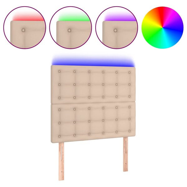 Čelo postele s LED cappuccino 100x5x118/128 cm umělá kůže 3122513