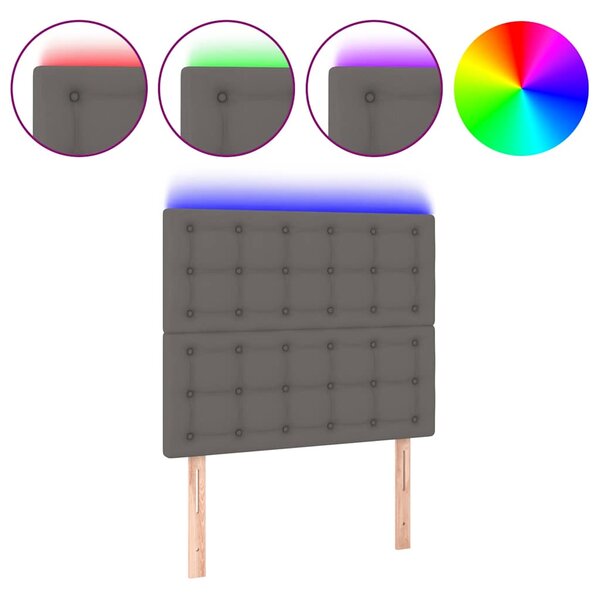 Čelo postele s LED šedé 80x5x118/128 cm umělá kůže 3122500