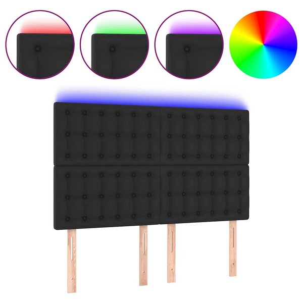 Čelo postele s LED černé 144x5x118/128 cm umělá kůže 3122514