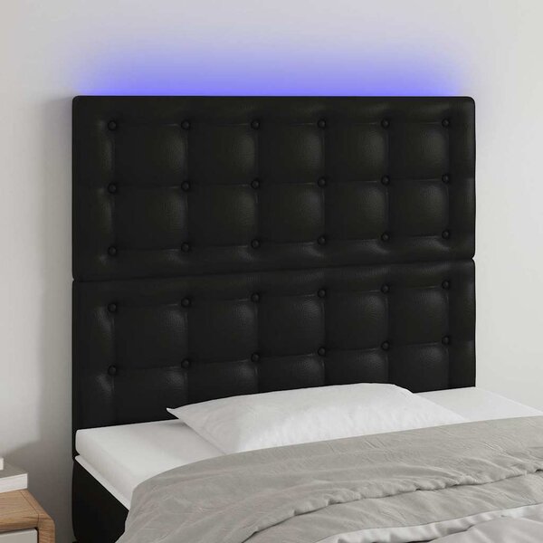 Čelo postele s LED černé 90x5x118/128 cm umělá kůže 3122502