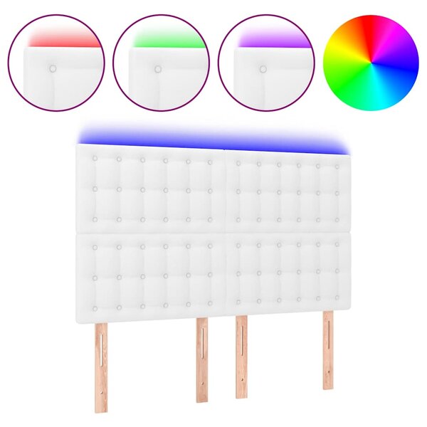 Čelo postele s LED bílé 144x5x118/128 cm umělá kůže 3122515
