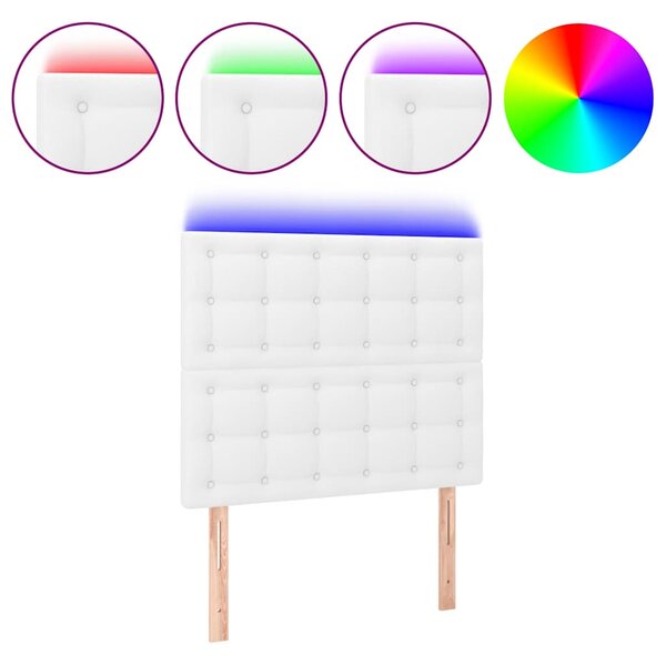 Čelo postele s LED bílé 100x5x118/128 cm umělá kůže 3122509