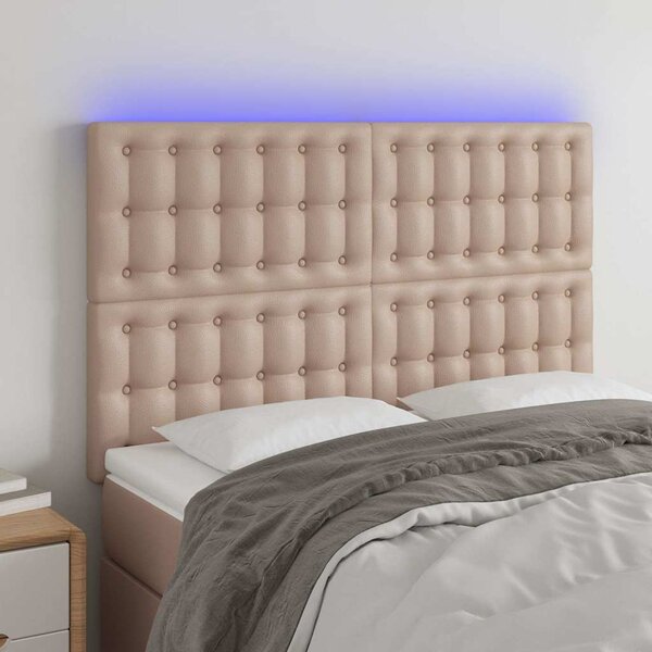 Čelo postele s LED cappuccino 144x5x118/128 cm umělá kůže 3122519