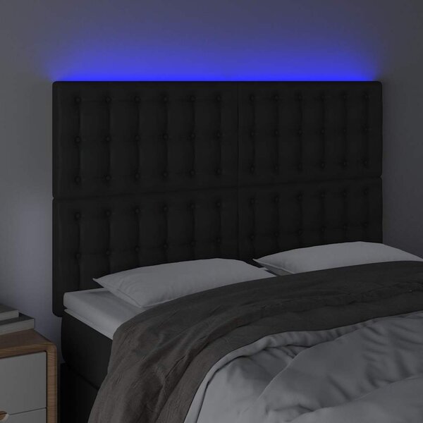 Čelo postele s LED černé 144x5x118/128 cm umělá kůže 3122514