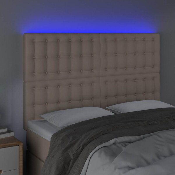Čelo postele s LED cappuccino 144x5x118/128 cm umělá kůže 3122519