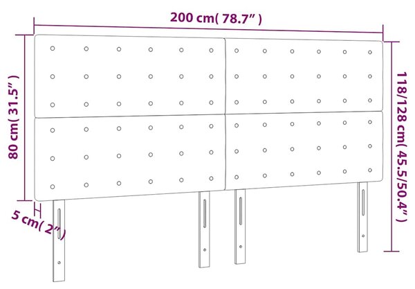 Čelo postele s LED cappuccino 200x5x118/128 cm umělá kůže 3122537