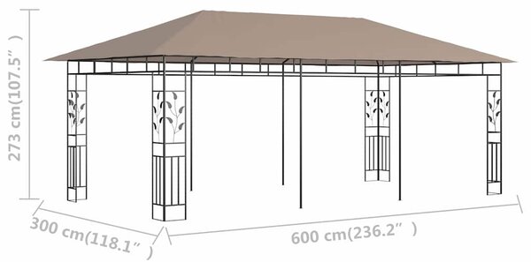 Altán s moskytiérou 6 x 3 x 2,73 m taupe 180 g/m² 312253