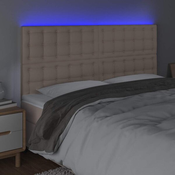 Čelo postele s LED cappuccino 200x5x118/128 cm umělá kůže 3122537