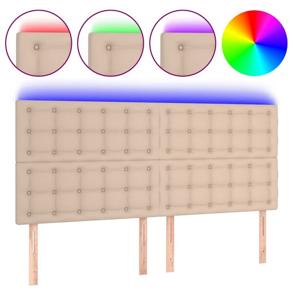 Čelo postele s LED cappuccino 200x5x118/128 cm umělá kůže 3122537