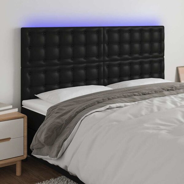 Čelo postele s LED černé 180x5x118/128 cm umělá kůže 3122526