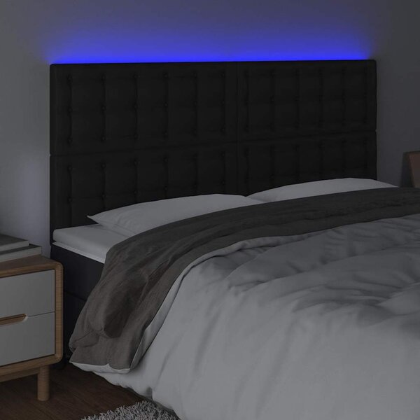 Čelo postele s LED černé 180x5x118/128 cm umělá kůže 3122526
