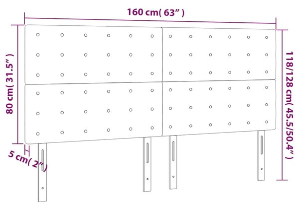 Čelo postele s LED černé 160x5x118/128 cm samet 3122914