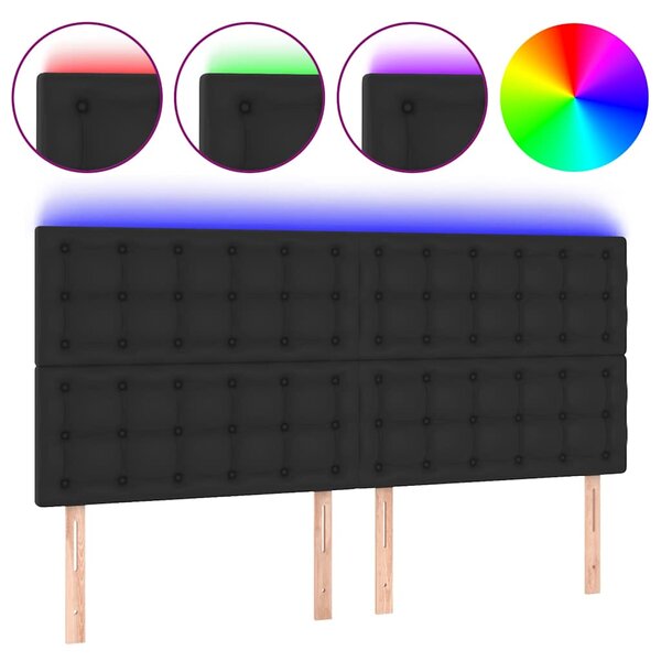 Čelo postele s LED černé 180x5x118/128 cm umělá kůže 3122526