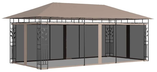 Altán s moskytiérou 6 x 3 x 2,73 m taupe 180 g/m² 312253