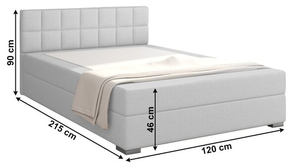 Americká postel boxspring FABIANA, s matrací a úložným prostorem, světle šedá, 120x200cm