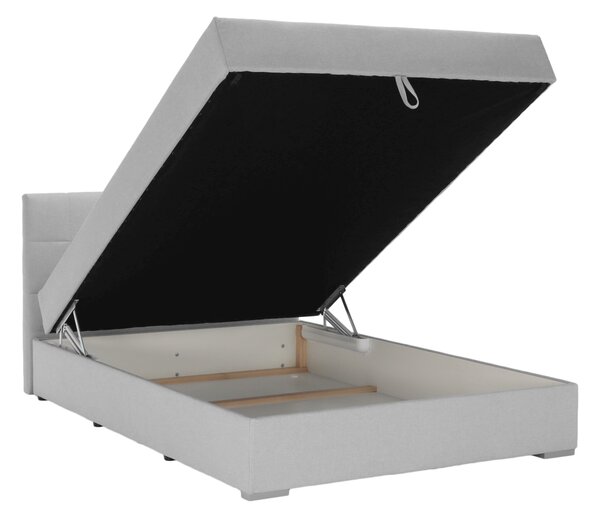 Americká postel boxspring FABIANA, s matrací a úložným prostorem, světle šedá, 120x200cm