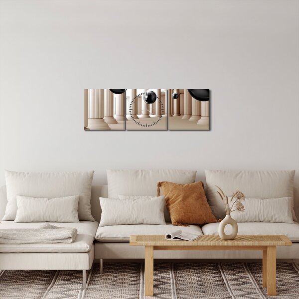 Obraz - Koule mezi sloupy (s hodinami) (90x30 cm)