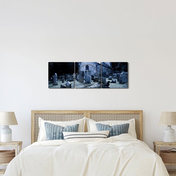 Obraz - Temná noc (s hodinami) (90x30 cm)