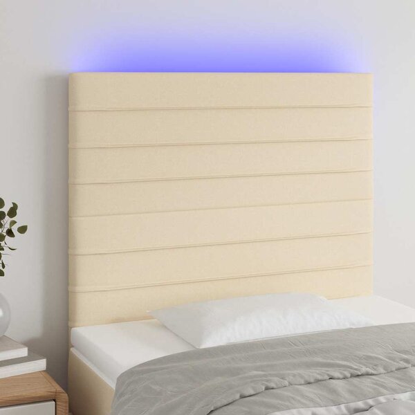 Čelo postele s LED krémové 90x5x118/128 cm textil 3122551