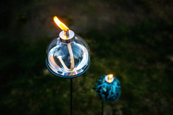 Skleněná olejová lampa SCUTI – Oceánová modrá