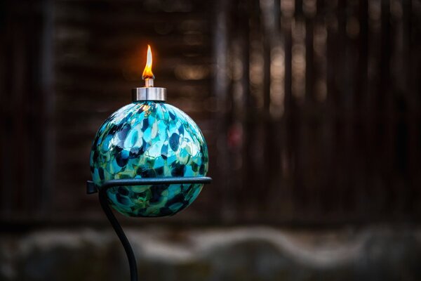 Skleněná olejová lampa SCUTI – Oceánová modrá
